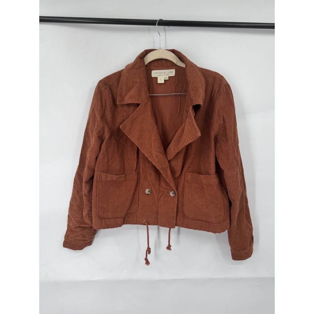 Saltwater‎ Luxe Corduroy Western Crop Jacket Women Small Brown Academia Cowgirl
